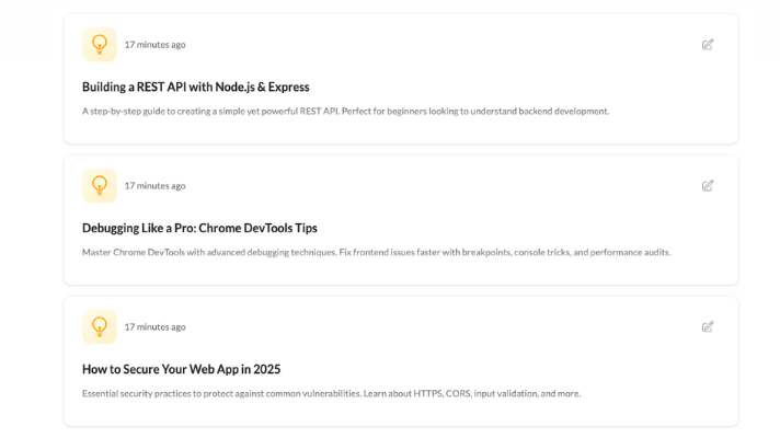 Ideas feature screenshot